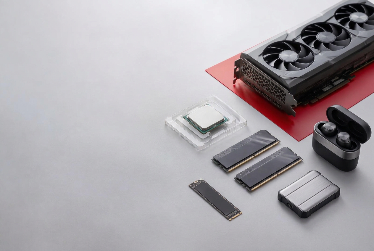 Graphics hardware, processors, memory, storage and wireless earbuds